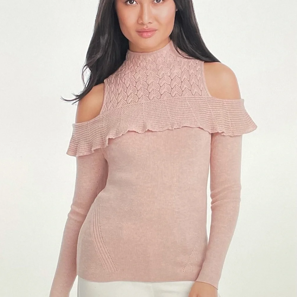 NWT WHBM Cold Shoulder Mock Neck Sweater XS - Picture 14 of 16